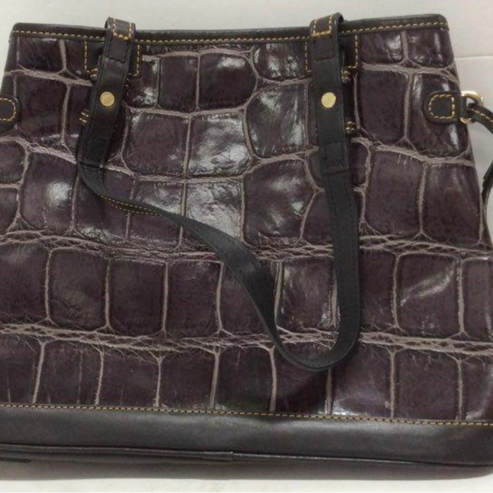 Dooney & Bourke Eggplant Croco Satchel with Accessories - Picture 8 of 8